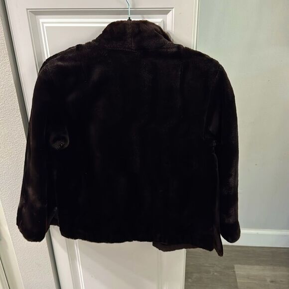 Vintage Fur Coat Jacket Reversible Brown Black Made in Hong Kong Size 36 Small - Picture 4 of 15